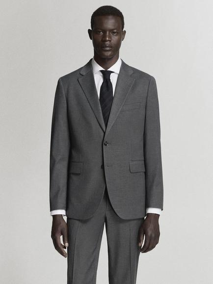Mango Milan Slim Fit Single Breasted Blazer, Grey, Grey