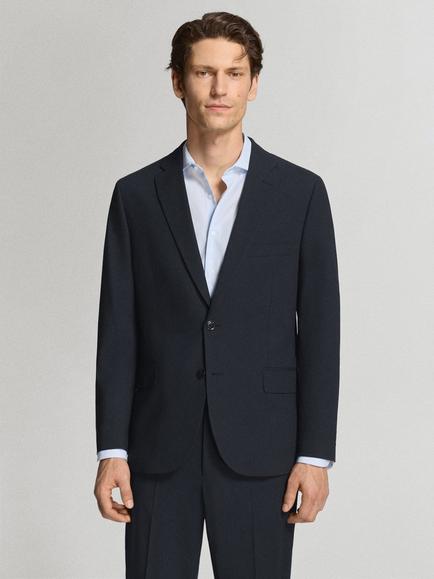 Mango Single-Breasted Suit Jacket, Navy, Navy