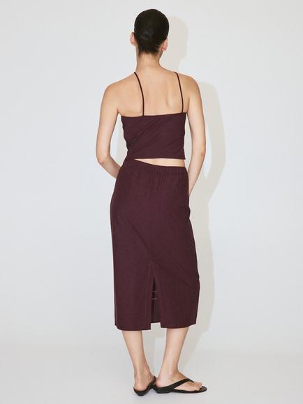 Mango Floral Embroidered Midi Skirt, Garnet - view 2, Garnet