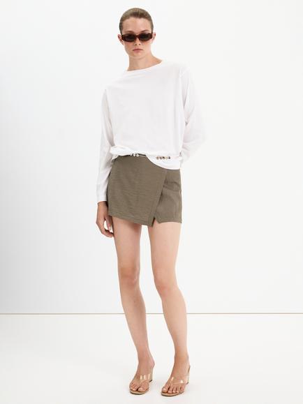Mango Textured Stripe Mini Skort, Green, Green