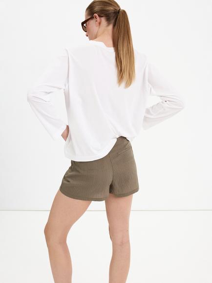 Mango Textured Stripe Mini Skort, Green - view 2, Green