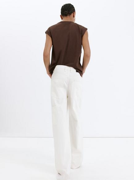Mango Loose Fit Cap Sleeve T-Shirt, Brown - view 2, Brown