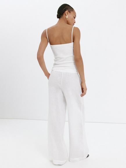 Mango Linen Trousers, White - view 2, White