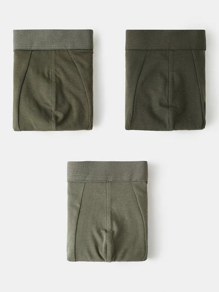 Mango Cotton Rich Boxer Shorts, Pack of 3, Khaki