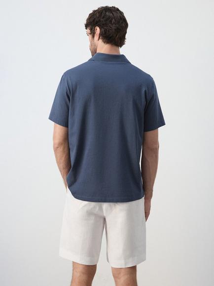 Mango Cotton Polo Shirt - view 2, Navy