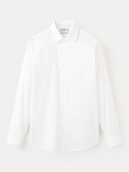 Mango Slim Fit Long Sleeve Shirt, White