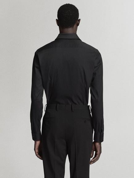 Mango Slim Fit Long Sleeve Shirt - view 2, Black