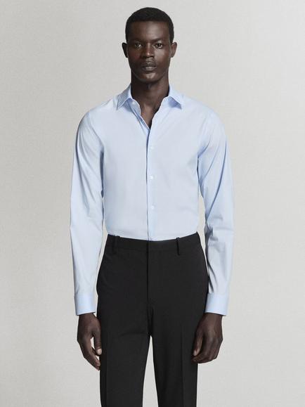 Mango Regular Fit Long Sleeve Shirt, Sky Blue, Sky Blue