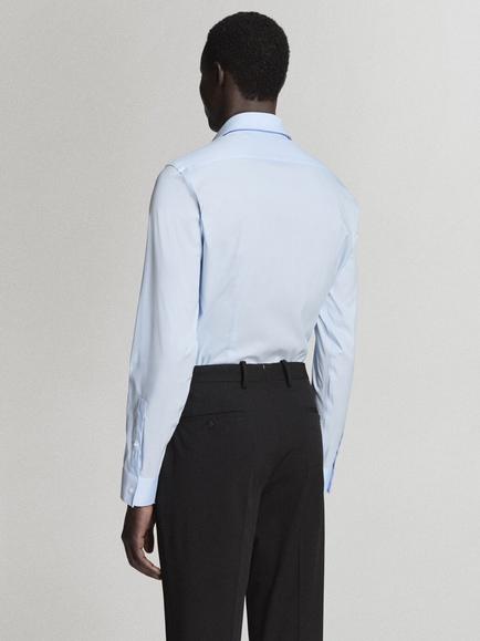 Mango Regular Fit Long Sleeve Shirt, Sky Blue - view 2, Sky Blue