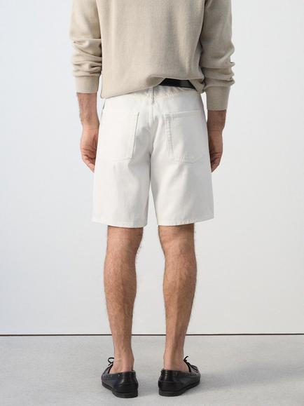 Mango Denim Regular Fit Shorts, Off White - view 2, Off White