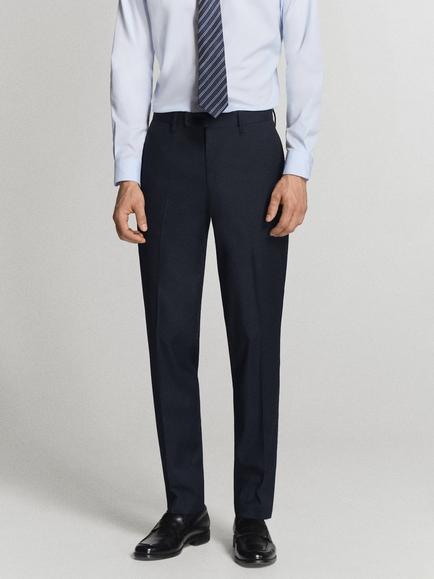 Mango Slim Fit Tailored Suit Trousers, Navy, Navy