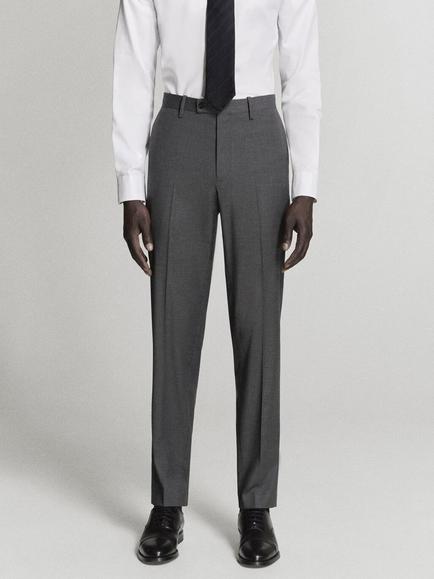 Mango Tailored Slim Fit Suit Trousers, Grey, Grey