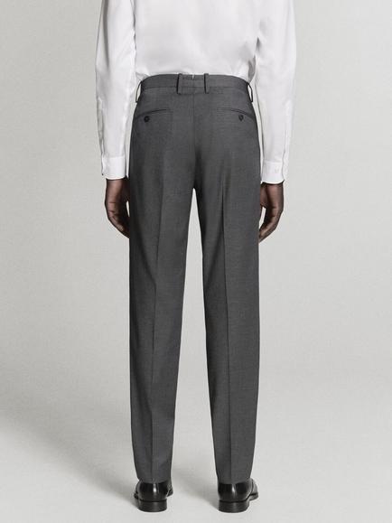 Mango Tailored Slim Fit Suit Trousers, Grey - view 2, Grey