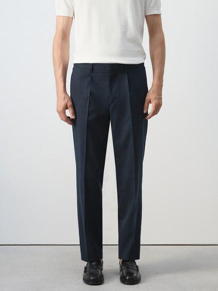 Mango Relaxed Slim Fit Suit Trousers, Navy, Navy