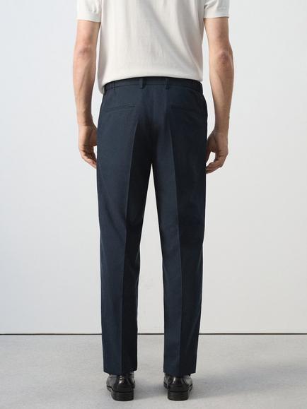 Mango Relaxed Slim Fit Suit Trousers, Navy - view 2, Navy