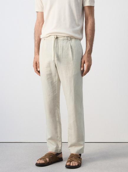 Mango Cotton Blend Straight Fit Chinos, Raw, Raw