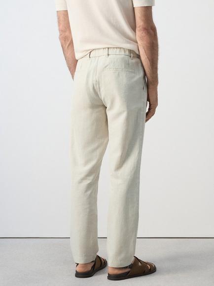 Mango Cotton Blend Straight Fit Chinos, Raw - view 2, Raw
