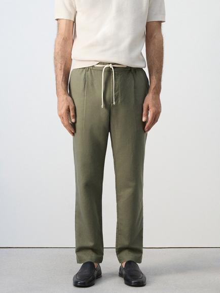 Mango Cotton Blend Straight Fit Chinos, Moss