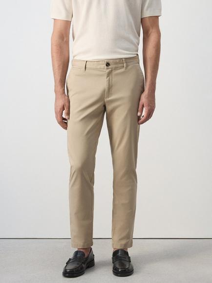 Mango Cotton Rich Tailored Fit Chinos, Beige