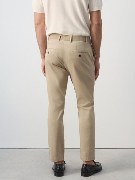 Mango Cotton Rich Tailored Fit Chinos - view 2, Beige