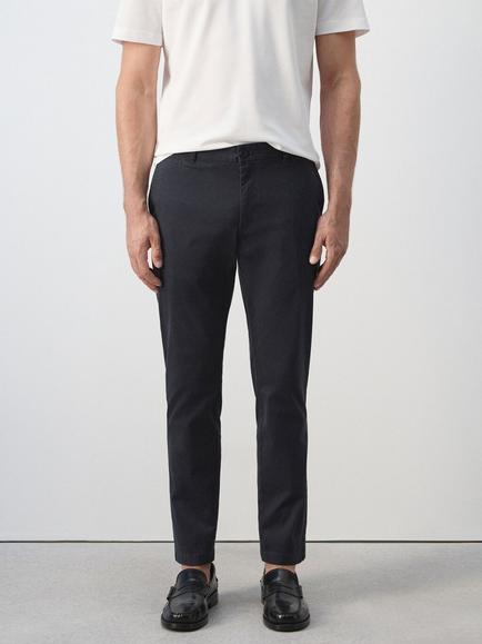 Mango Cotton Rich Tailored Fit Chinos, Navy