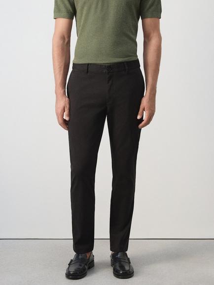Mango Cotton Rich Tailored Fit Chinos, Black