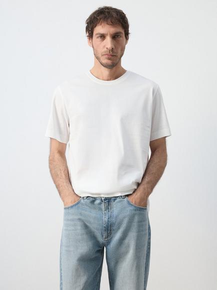 Mango Crew Neck Cotton T-Shirt, White