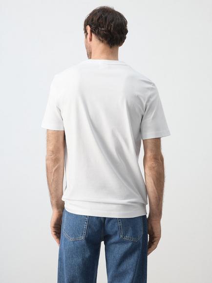 Mango Slim Fit Crew Neck Cotton T-Shirt - view 2, White
