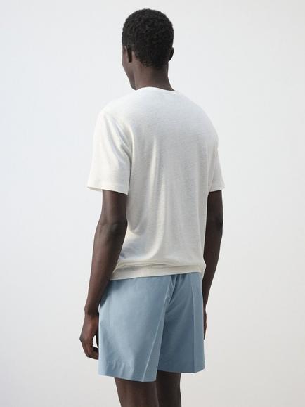 Mango Slim Fit Linen Rich T-Shirt - view 2, White