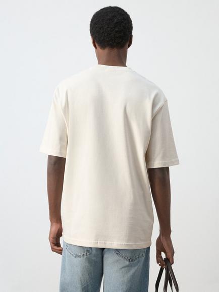 Mango Relaxed Fit Crew Neck Cotton T-Shirt - view 2, Raw