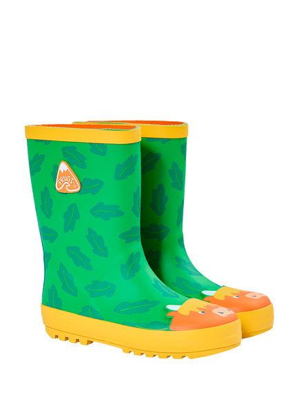 Frugi Kids' Puddle Buster Wellington Boots, Palm/Highland Cow, Palm/Highland Cow