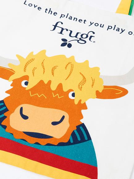 Frugi Cow Canvas Tote Bag, Multi - view 2, White Multi