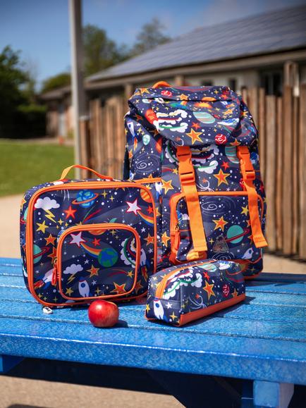 Frugi Kids' Trail Blazing Backpack, Blue - view 2, Blue