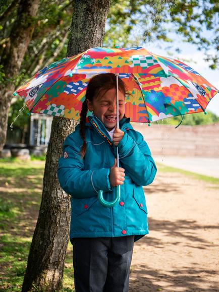 Frugi Kids' Puddle Buster Umbrella, Fun Frenzy - view 2, Fun Frenzy