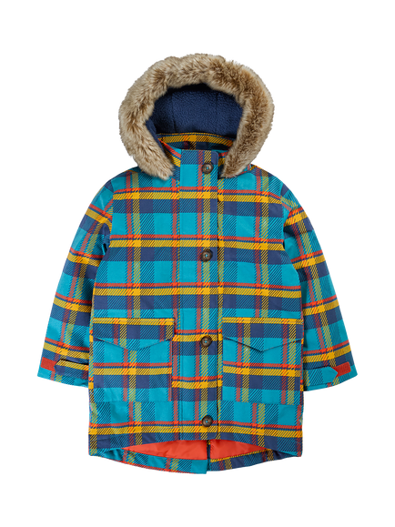 Frugi Kids' Hooded Penhale Parka Coat, Blue Multi, Blue Multi