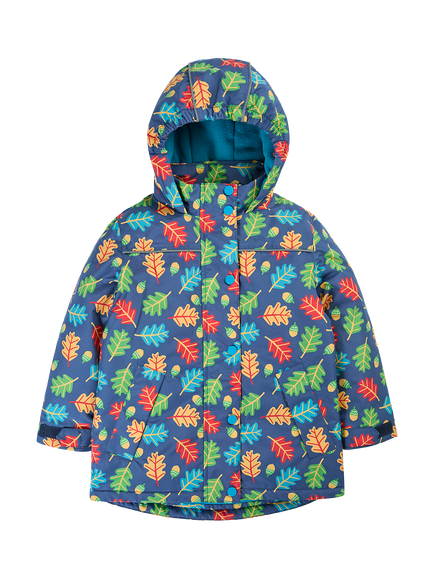 Frugi Kids' Printed Puddle Buster Waterproof Raincoat, Acorn Tumble, Acorn Tumble