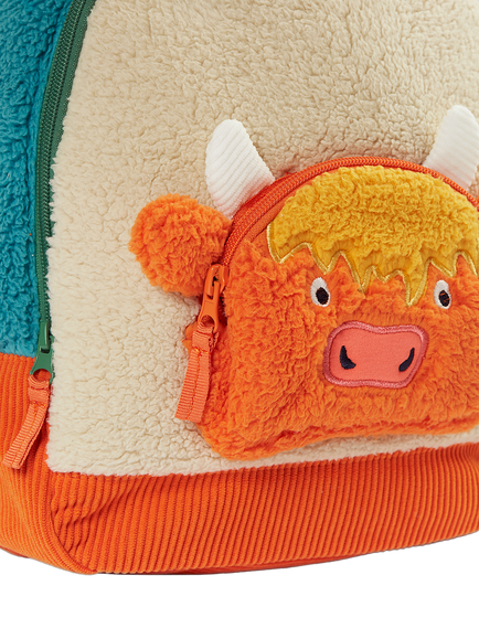 Frugi Kids' Fleece Character Backpack, Multi - view 2, Multi