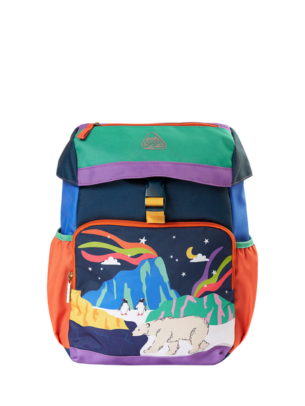 Frugi Kids' Navi Colour Block Backpack, Hotchpotch/Snowscene, Hotchpotch/Snowscene