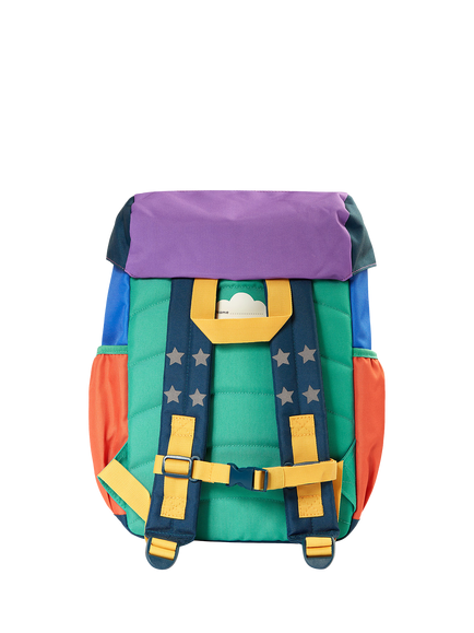 Frugi Kids' Navi Colour Block Backpack, Hotchpotch/Snowscene - view 2, Hotchpotch/Snowscene