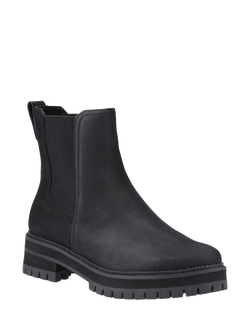 TOMS Bennet Leather Block Heel Chelsea Boots, Black - view 2, Black
