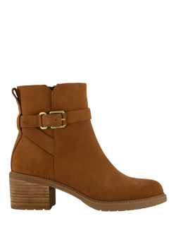 TOMS Hailey Nubuck Buckle Detail Ankle Boots, Amber Brown, Amber Brown
