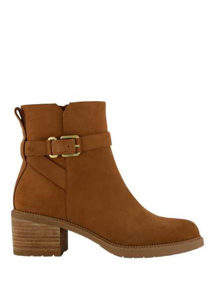 TOMS Hailey Nubuck Buckle Detail Ankle Boots, Amber Brown, Amber Brown