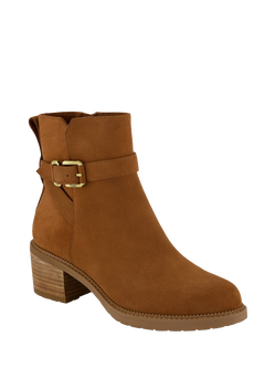 TOMS Hailey Nubuck Buckle Detail Ankle Boots, Amber Brown - view 2, Amber Brown
