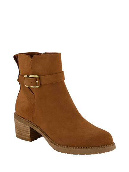 TOMS Hailey Nubuck Buckle Detail Ankle Boots, Amber Brown - view 2, Amber Brown