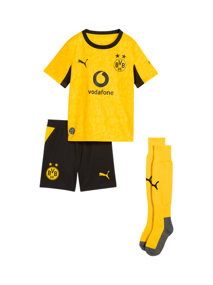 PUMA Kids' Borussia Mini Football Kit, Yellow/Black, Faster Yellow/Black