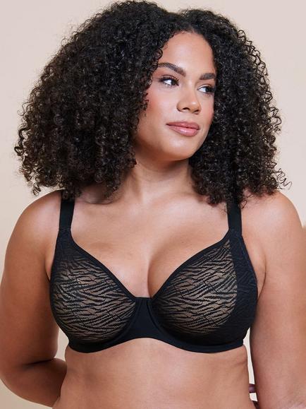 Curvy Kate Smoothie Lace Moulded Balcony Bra, Black, Black