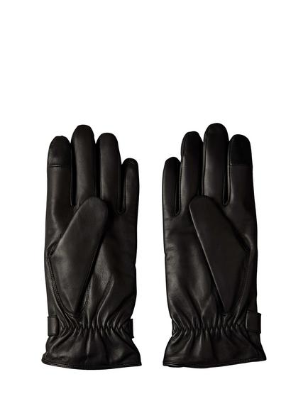 Calvin Klein Smooth Leather Strap Gloves, Black - view 2, Black