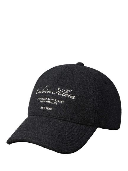 Calvin Klein Logo Felted Baseball Cap, Black, Black