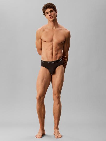 Calvin Klein Stretch Cotton Waistband Hip Briefs, Pack of 3, Black, Black