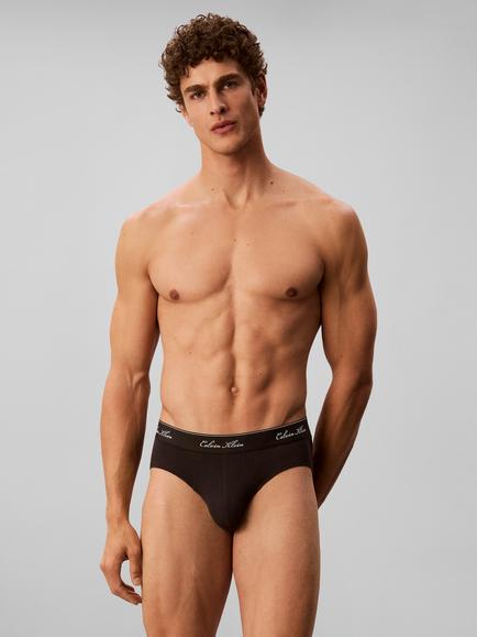 Calvin Klein Stretch Cotton Waistband Hip Briefs, Pack of 3, Black - view 2, Black